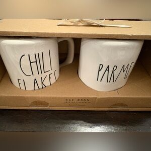 Rae Dunn White Chili Flakes and Parmesan Mugs